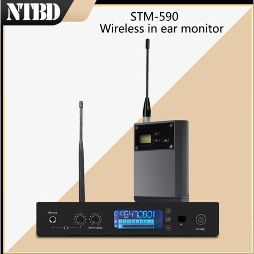NTBD Stage Performance Sing Hip Hop High Quality Black STM-590 UHF MONO Stereo Professional Wireless In Ear Monitor System