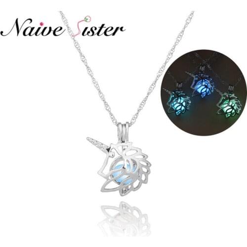 3 Colors Unicorn Pendant Necklace Glow In The Dark Animal Jewelry Fashion Necklaces For Women Girl Best Friend Christmas Gift