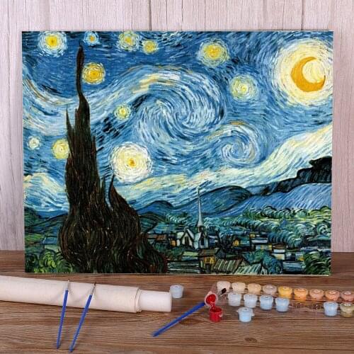 Landscape Van Gogh DIY Paint By Numbers Kit Oil Paints 50*70 Boards By Numbers Wall Decoration Children Wall Art Handicraft