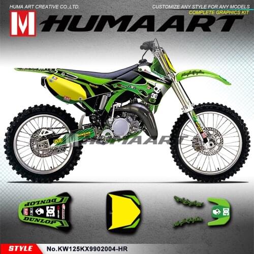 HUMAART Custom Stickers Motocross Decals Vinyl Wraps Kit for KX 125 KX 250 KX125 KX250 1999 2000 to 2002, Green