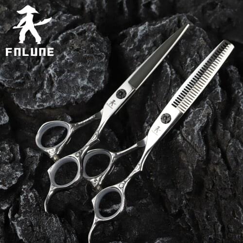 FnLune 6.0 japan steel Professional Hair Salon Scissors Cut Barber Accessories Haircut Thinning Shear Hairdressing Tool Scissors