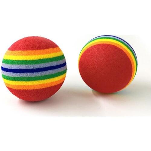 Rainbow Ball Cat Toy Funny Pet Dog Puppy Cat Rainbow Striped Chewing Interactive Ball Cat Sefl-Playing Teeth Grinding Funny Toys