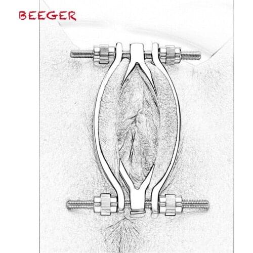 BEEGER Stainless Steel Adjustable Pussy Clamp Labia Clip Vagina Clamp BDSM Sex