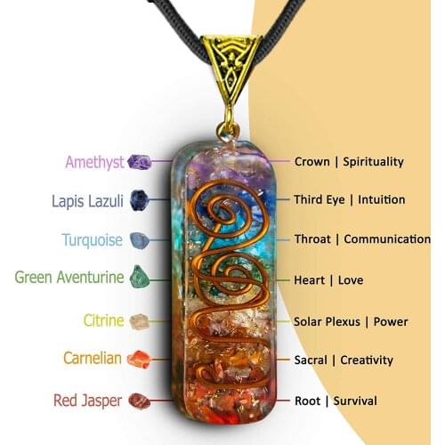 Retro Reiki Healing Energy Crystal Pendant Natural Stone for Yoga Meditation Spiritual 7 Chakra Jewelry Neckalce Amulet Orgonite