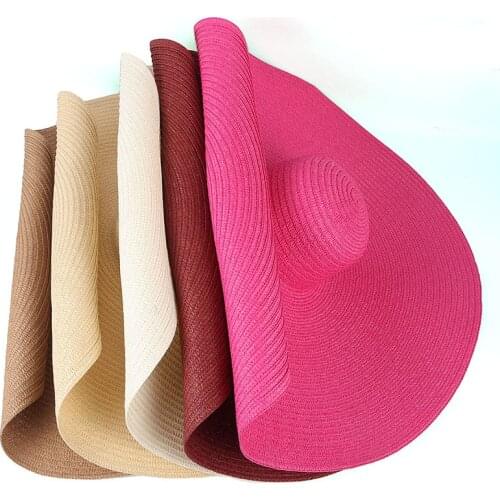 Hot Sale Summer Beach Sun Oversized Wide Brim Straw Hat For Women Panama Casual Sunshade Floppy Colorful Straw Hat