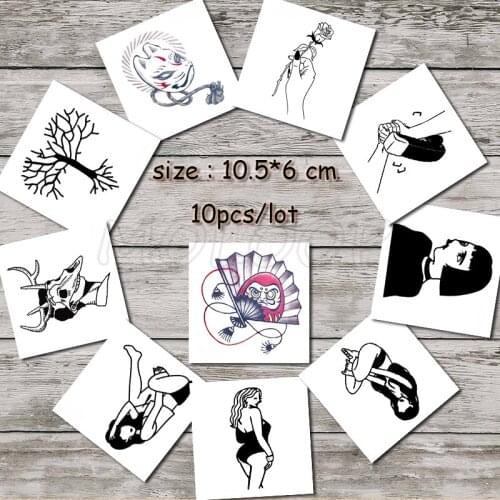 Tattoo sticker fake tatoo fan tree skull girl flower tatto hand arm temporary water transfer stickers for man woman sell in lot