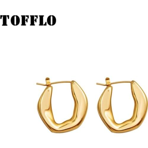 TOFFLO Stainless Steel Jewelry 18 K Gold Irregular Rhomb Earrings Womens Fashion Earrings BSF507