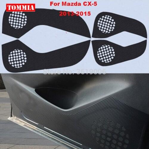 TOMMIA For Mazda CX-5 2013-2015 Car Inside Door Cover Scratch Protection Anti Kick Pads Carbon Fiber Stickers 4pcs