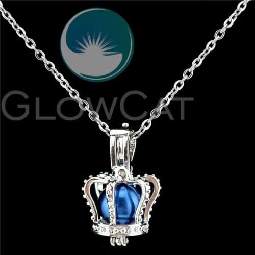 Crown Beads Cage Perfume Diffuser Stone Pearl Cage Locket Necklace Pendants for Oyster