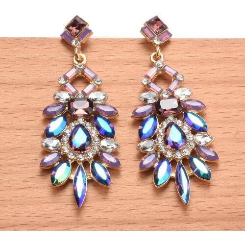2021 Luxury Glass Crystal Long Earrings Women Bohemian Indian Ethnic Statement Large Earrings Jewelry Accessories Female