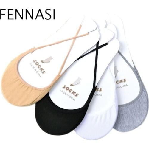 FENNASI Sock Slipper Women 3 Pairs Shallow Mouth Half Palm Invisible Breathable Non-Slip Solid Color