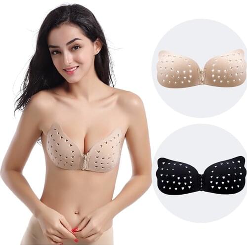 Strapless Push Up Invisible Bras Women Gown Bras Gathered Silicone Invisible Non-Slip Chest Patch Bras Detachable Bra