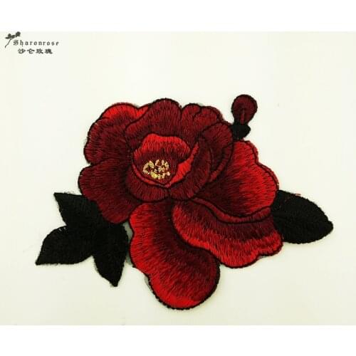 1PCS 3D Embroidered garment Patch applique Sew-on Patch Rose Flower Clothes Sticker for wedding Clothing Decoration Accessories