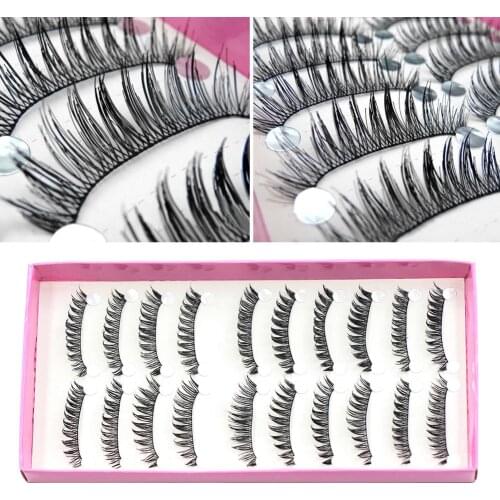 10 Pairs Natural Black Long Cross Thick Eye Lashes Makeup Fake False Eyelashes lashes makeup maquillaje eyelashes maquiagem Eye