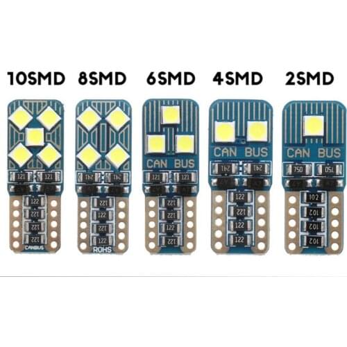 100pcs T10 Canbus 3030 2 4 6 8 10 smd Led 2W W5W 194 Car styling Side Wedge Map door Reading lamp Tail Light Lamp Bulb White12V