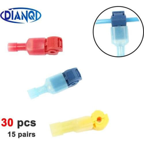 30PCS(15PAIRS) Wire Cable Connectors Terminals Crimp Scotch Lock Quick Splice Electrical Car Audio 22-10AWG 0.5mm-6mm