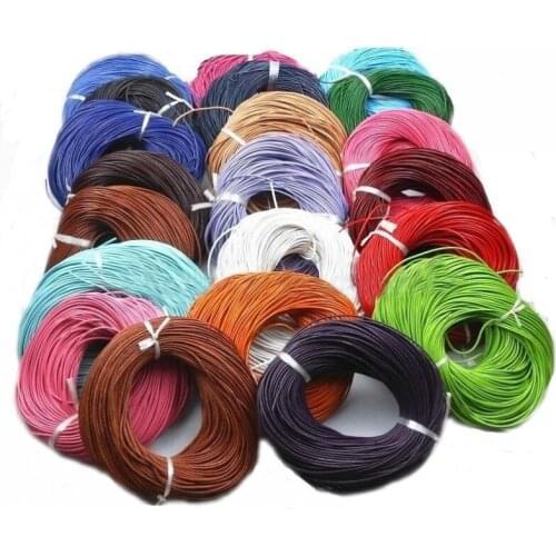 50 Meters bulk Real Leather Rope String Cord Necklace Charms 1.0mm 2.0mm