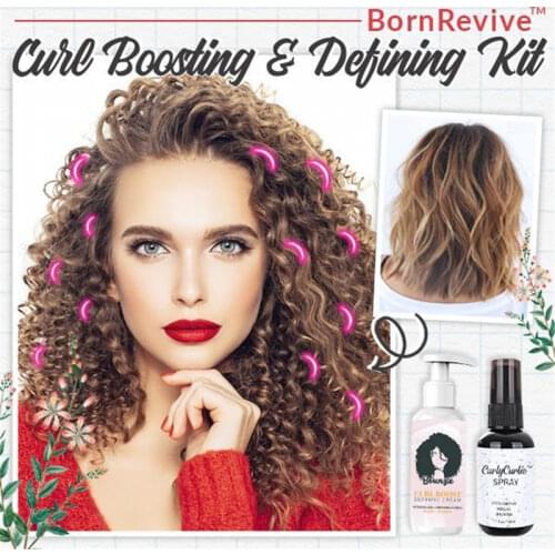 Curl Boosting & Defining Kit Bounzie Curl Boost Defining Cream Perfect Curls Hair Booster Spray Frizz Hair Style Setting Cream