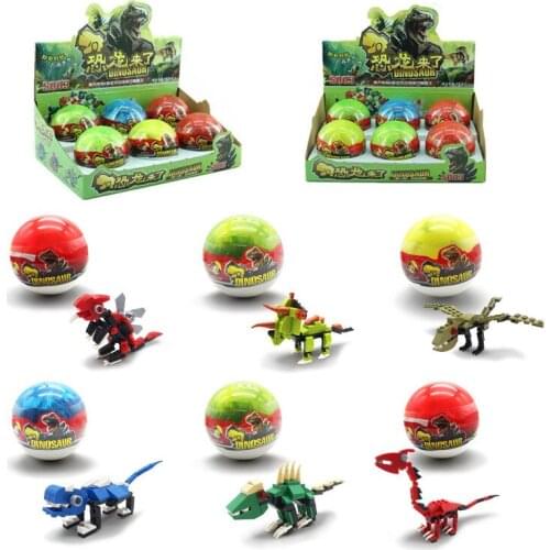 6pcs dinosaur Gashapon assembled block creative puzzle toys Building Blocks Brick Children educational toys