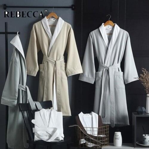 2021 New Home Hotel Bathrobes for Men and Women Combed Yarn Cotton Robes Male Double Layer Anti-wrinkle Soft Dressing Gown