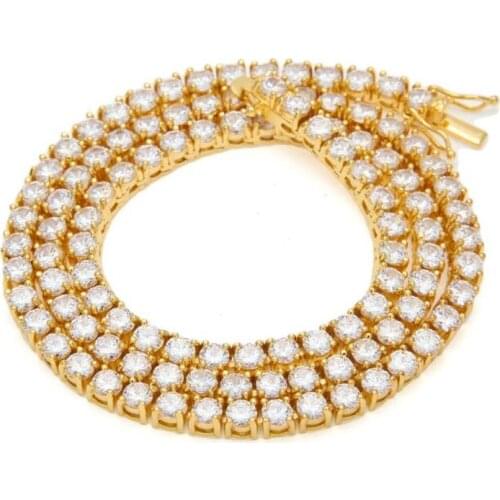 European and American Zircon Chain Hip Hop Copper Micro Pave CZ Stone 4 mm Cubic Zirconia Necklace stainless steel jewelry