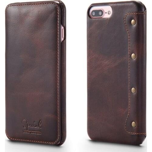 For iphone 8 7 6 6S Plus Handmade Genuine Leather Coque Wallet Case for iphone 8 Plus iphone7 iphone6S Plus Retro Flip Cover Bag