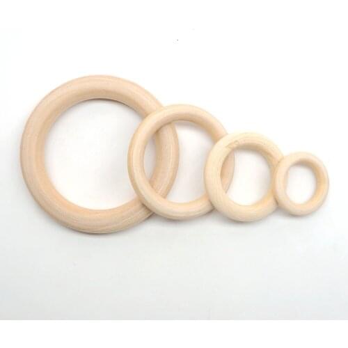 Chenkai 40mm/55mm/70mm/55mm Natural Unfinished Wood Rings Wooden Teethers For DIY Baby Necklace Bracelet Accessories