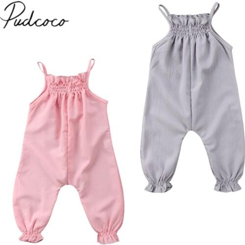 2018 Brand New Cute Toddler Infant Newborn Baby Girls Clothes Strap Romper Jumpsuit Playsuit Overall Sleeveless Summer Sunsuit