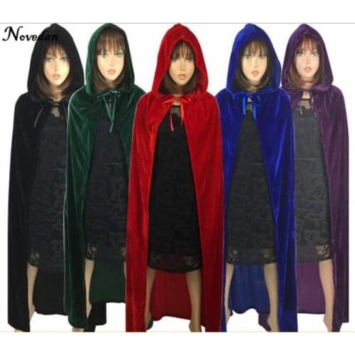 Halloween Witch Costume For Women Men Adult Party Dress Long Black Deguisement Prince Princess Hooded Cloaks Capes