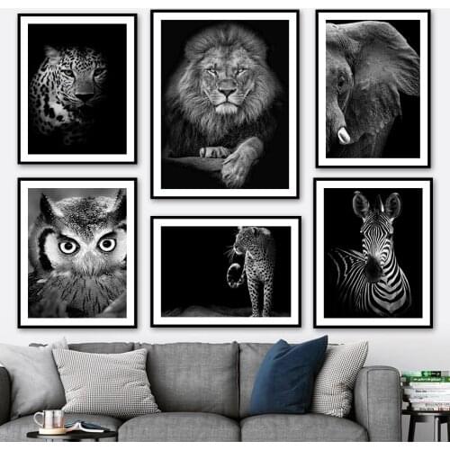 Leopard Lion Elephant Zebra Owl Forest Animal Wall Art Canvas Painting Nordic Posters And Prints Wall Pictures Kids Room Decor