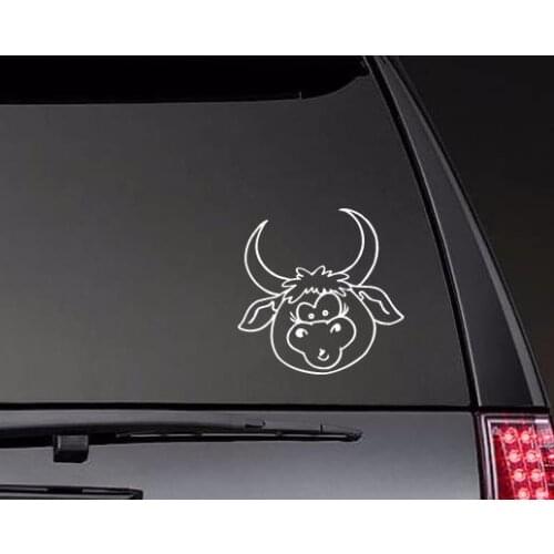 Silly Bull Head Stickers Window Decal Pattern Art Car Body Waterproof Truck Rear windshield Animals ZP0534