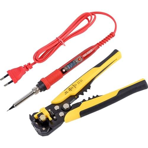 LCD soldering iron with Wire stripper 80W 220V solder iron wire cutter for electrician Multitools pliers solder iron 908S