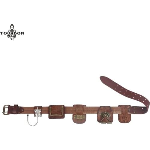 Tourbon Scaffold Belt 5 Piece & Canvas Leather Belt 5cm Wide Fits Waist Size from 83-112cm Level Tape Spanner Hammer Tool Holder