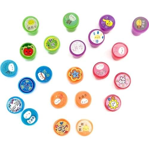 40JC 10Pcs Kid Fun Cartoon Self Inking Rubber Stamps Scrapbooking Cute School Craft