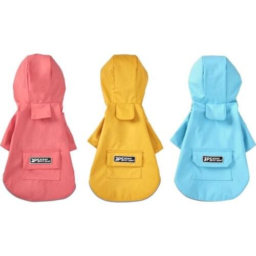 Luxury pet dog raincoat autumn winter small medium sized Teddy hooded reflective waterproof mesh breathable solid color jacket