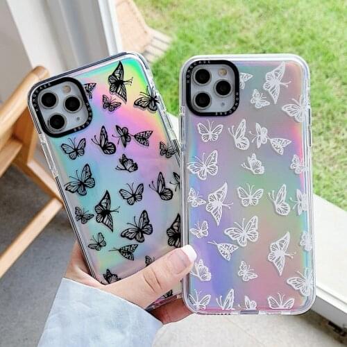 Luxury Laser Sketch Butterfly Silicone Clear Phone Case For iPhone 11 Pro 11Pro Max XS XR 7 8 Plus 7Plus X Soft Back Cover Cases