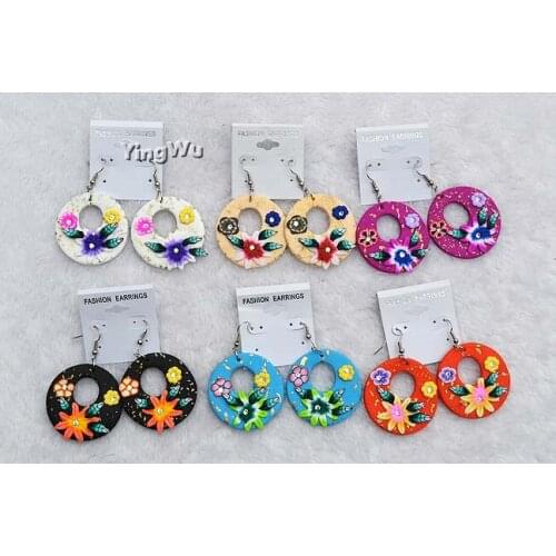 Yingwu 24pairs Lot Fashion Flower Rhinestone Earrings Handmade Polymer Clay Earring Brincos for Women Jewelry