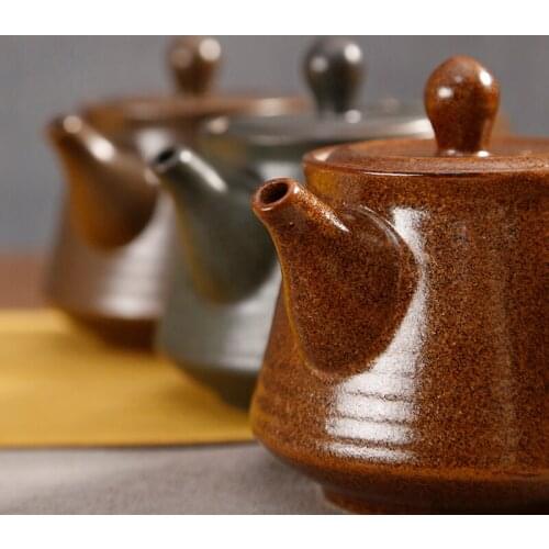 Rough pottery side pot kungfu tea set household single handle teapot small ceramic Japanese style retro ceramic tea maker