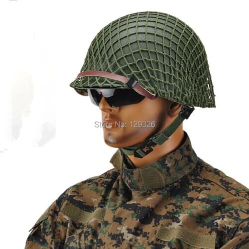 WWII U.S M1 steel helmet with Netting cover & Sweatband