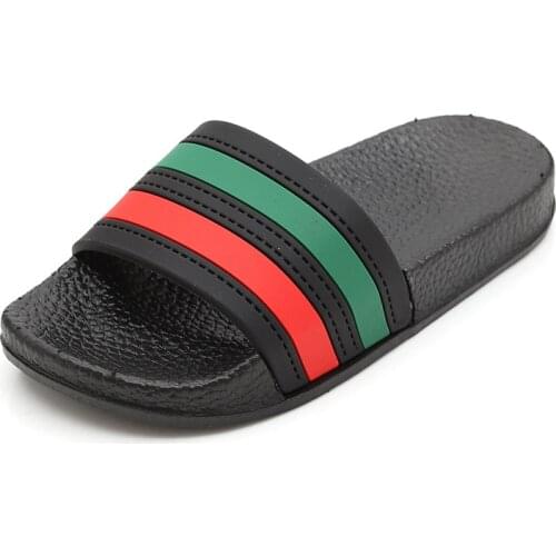 Summer Girls Boys Slippers Children Pvc Rubber Colorful Stirped Toddler Kids Home Bathroom Sandal Kids Flip Flops adult 24-44