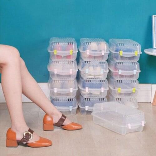 Stackable Shoes Storage Box Organizer Dustproof Drawer Style Plastic for Home TS2 Transparent plastic shoebox