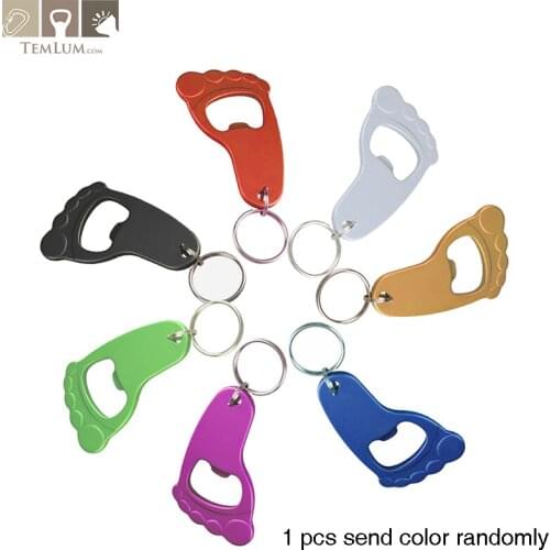 TEMLUM 1pcs Footprint Alloy Bottle Opener Keychains Beer Opener keychains Animal Wedding Cute Favor Gifts