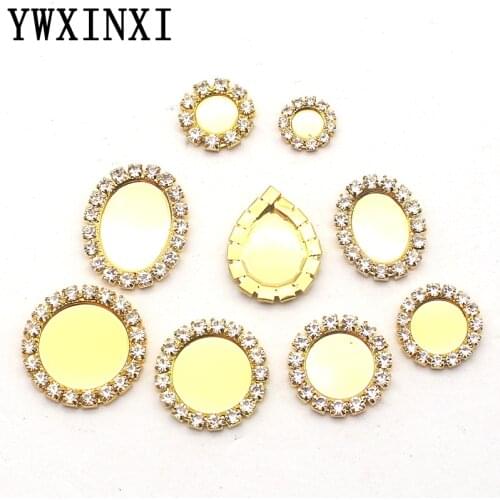 YWXINXI 10Pcs new hot selling multi-size golden rhinestone base jewelry, DIY decorative cap to make jewelry accessories