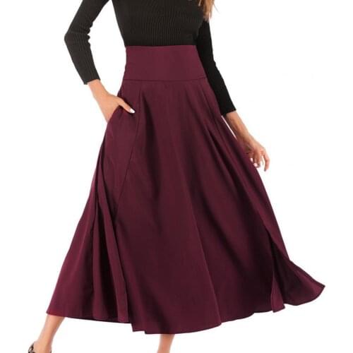 High Waist/Long Skirt Womens Side Split Elegant Women Skirt Pleated Belt Side Pockets Womens Skirt fashion 2XL