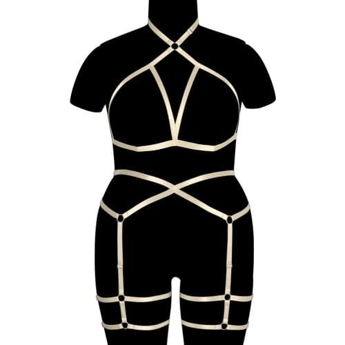 Strappy Harness Women Sexy Body Cage Bra Bralette Punk Fetish Lingerie Bondage Plus Size Dance Festival Rave Garter Sword Belt