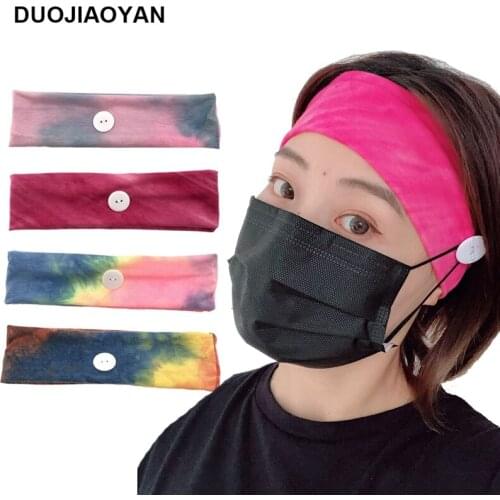 DUOJIAOYAN Korean fashion print hair band retro cross elastic headband mask fixed button hairband female