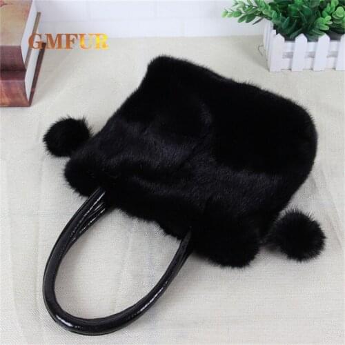 Ladies Mink Fur Bag Winter Luxury Fashion Retro Handbag Soft High Quality Fur One Shoulder Drawstring Wallet Handbags For Women