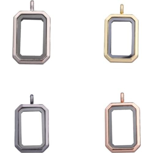 1pcs Fashion Small rectangle Floating Memory Plain Locket Necklace Round Living Magnetic Glass Lockets pendant NO Chain for pets
