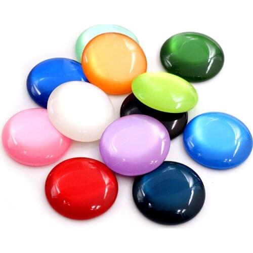 10pcs/lot 25mm 12 colors and Mixed Color Flat Back Resin Cabochons Cameo Fit 25mm Cameo Base Domed Jewelry Accessories Supplies