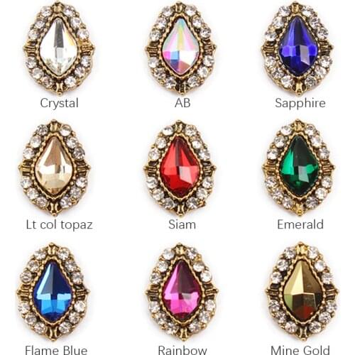 10Pcs/Lot Mixed Color Pear Alloy nails charm crystal diamonds Stone strass nail art decor jewelry accessoires rhinestones